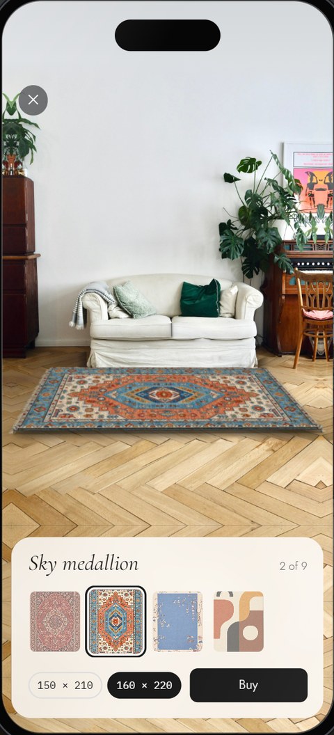 Phone screen: a second rug in the same spot